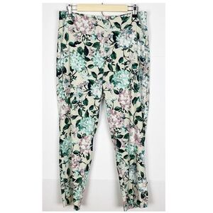 J.Jill Linen Stretch Floral Ankle Pants Size Medium